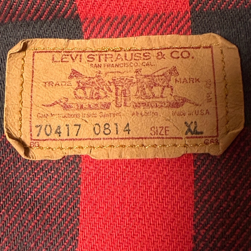 Levi’s‎ Men’s Denim Jacket XL Blue Plaid Lined Trucker Western Americana - Picture 8 of 11